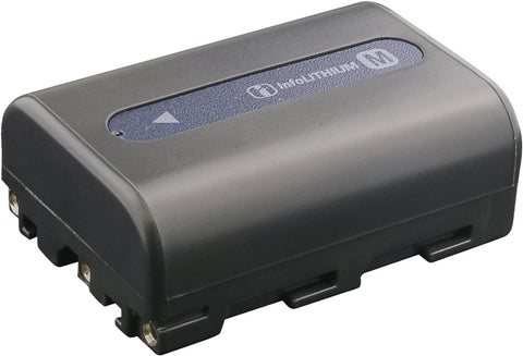 Sony NP-FM50 InfoLithium accu, grijs, accupack schuin van voren, tweedehands