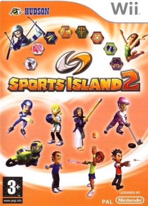 Nintendo Wii Sports Island 2 van Hudson, sportspel, doos voorkant met sporters, tweedehands