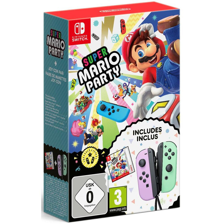 Switch-Super Mario Party + Pastel Purple & Green Joy con Set Bundel (Nieuw)