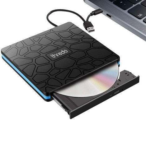 Thredo-Externe DVD Speler en Brander - DVD/CD Drive voor Laptop / Macbook / Computer - USB 3.0 of USB C (Retourdeal) Tweedehands