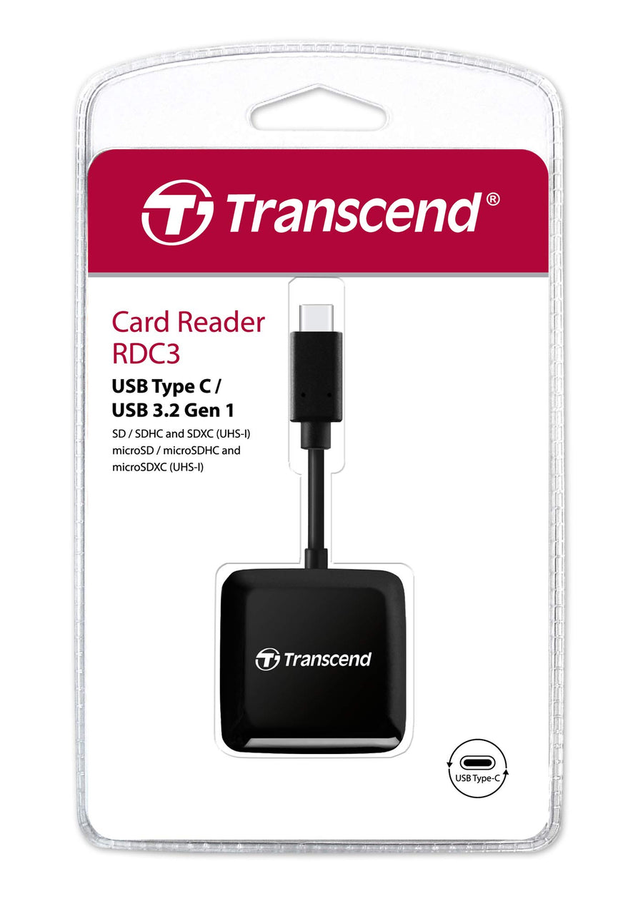 Transcend-USB‑C Card Reader RDC3 – SD / microSD (USB 3.2 Gen 1) - Zwart (Nieuw)