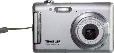 Traveler Super Slim XS 8 compactcamera, zilver, voorkant, tweedehands
