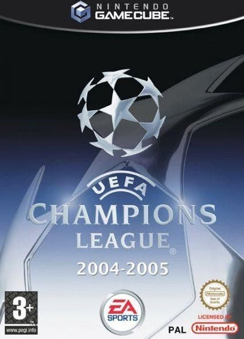 Nintendo GameCube UEFA Champions League 2004-2005, doos voorkant met de sterrenbal op zilver, tweedehands