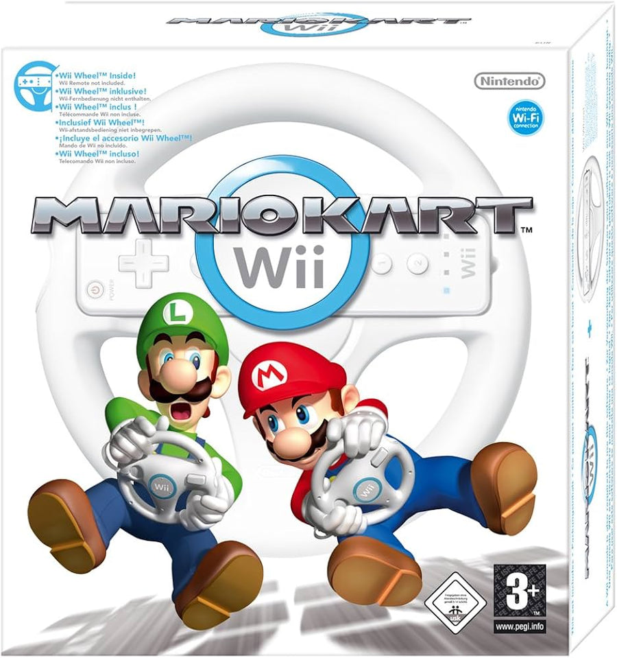 Wii-Mario Kart Wii + Wii Wheel (In doos) Tweedehands