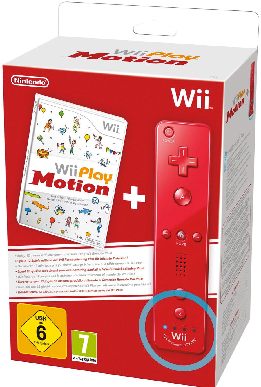 Wii-Wii Play - Motion Plus + Wii Remote - Rood (Nieuw)