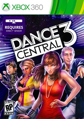 Xbox 360 Dance Central 3 voor Kinect, doos voorkant, Amerikaanse ESRB-uitgave met Rating Pending