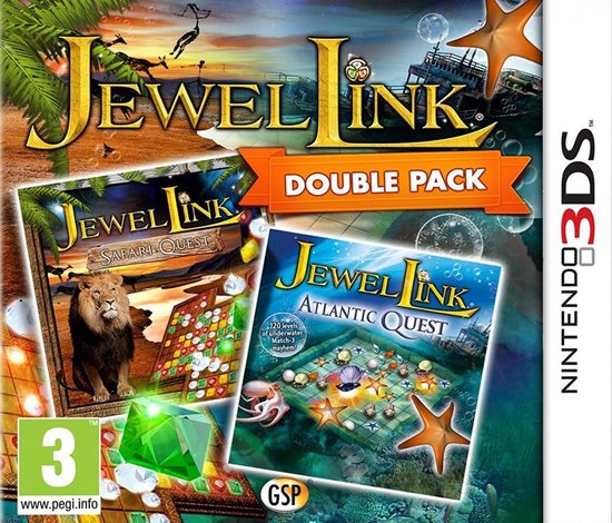 3DS-Jewel Link Double Pack: Safari Quest & Atlantic Quest Tweedehands