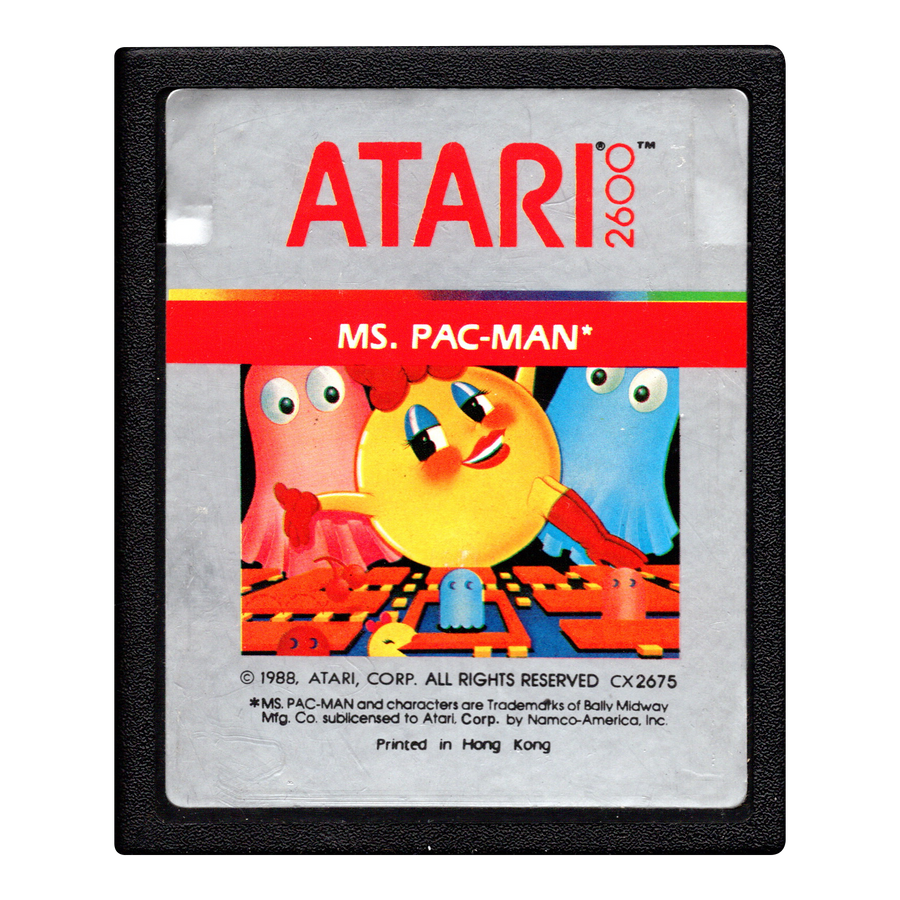 Atari 2600-Ms. Pac-Man (Losse Cassette, Beschadigd label) Tweedehands