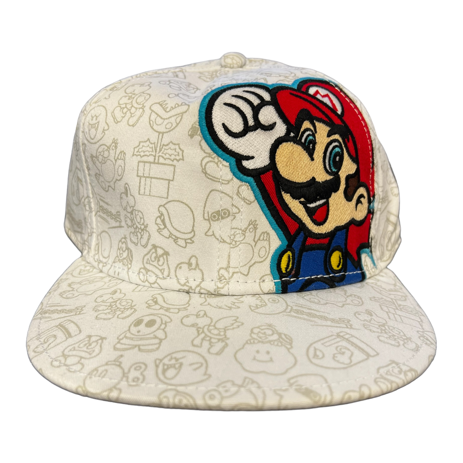 Bioworld-Super Mario: Mario Geborduurd - Witte Pet (Nieuw)