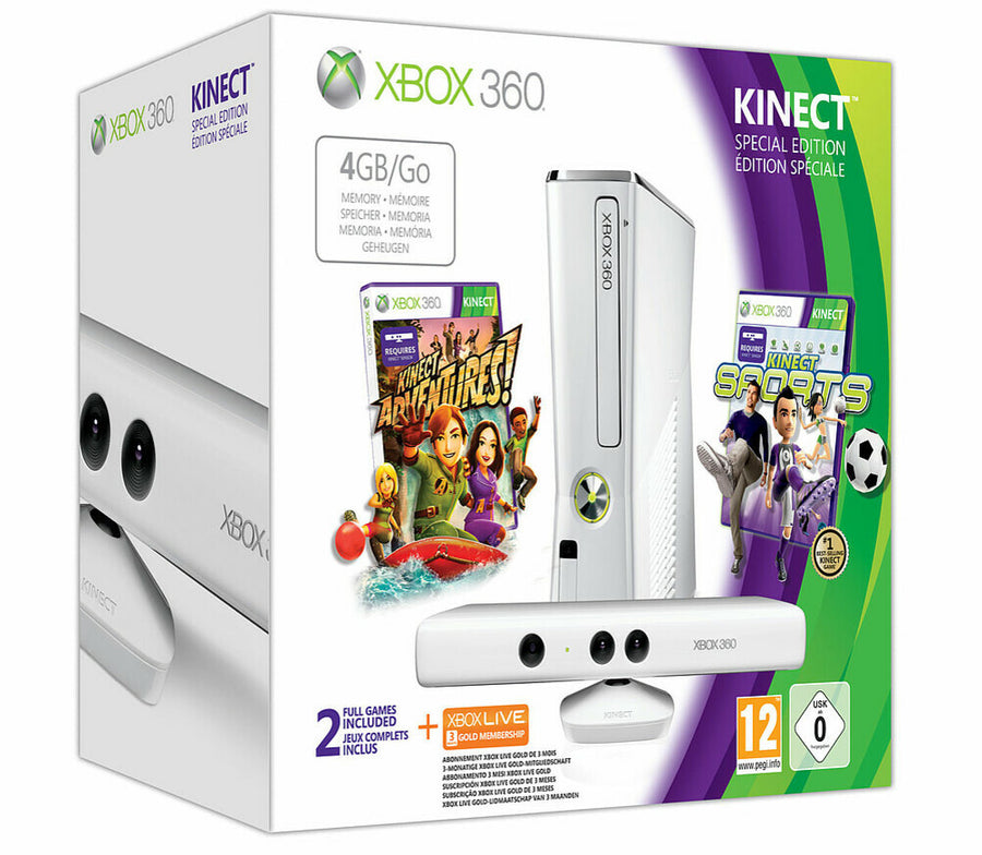 Microsoft-Xbox 360 S (Slim) Console + Kinect Bundel - Wit (In doos) Tweedehands