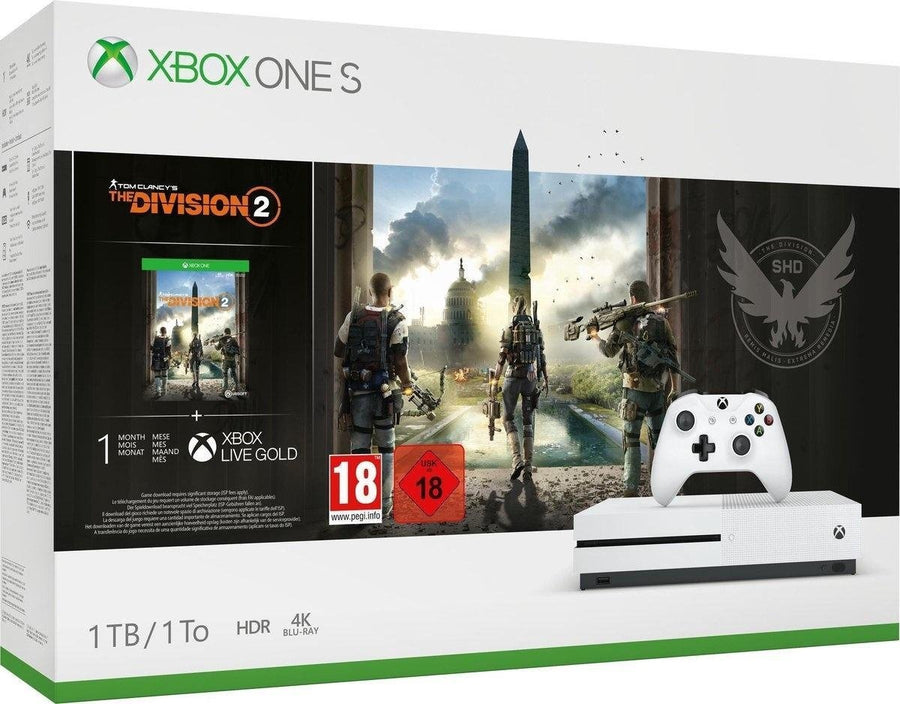 Microsoft-Xbox One S - 1 TB + The Division 2 Console - Wit (Nieuw in doos)-tweedehands