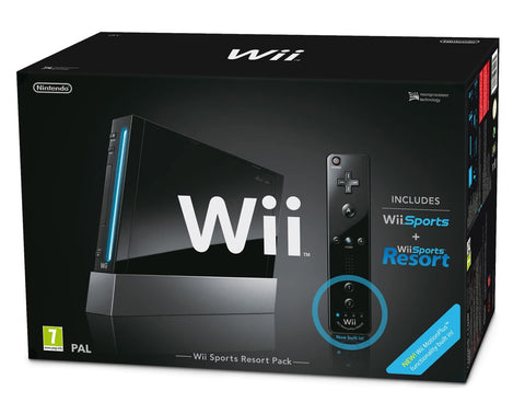 Nintendo-Wii Console - Zwart + Wii Sports + Wii Sports Resort bundel (in doos) Tweedehands