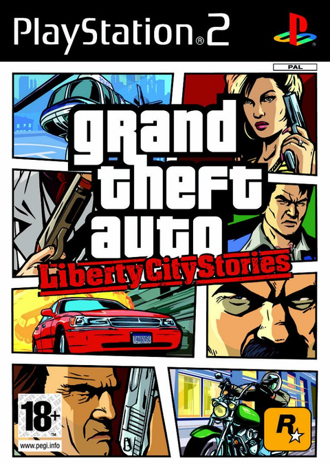 PlayStation 2 Grand Theft Auto Liberty City Stories van Rockstar, doos voorkant met stripvakken, tweedehands