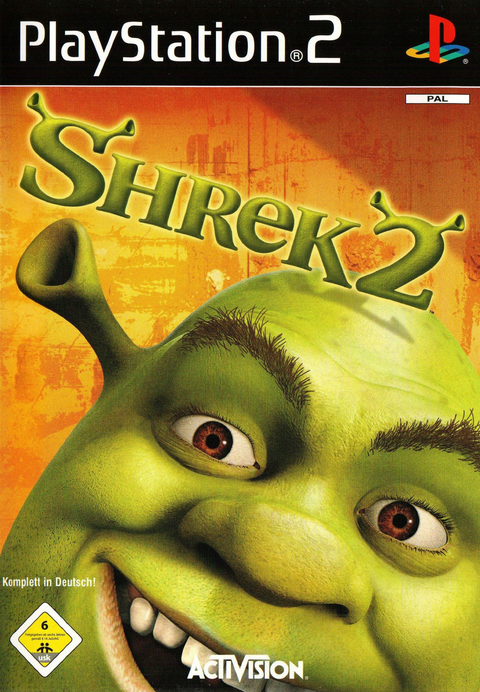 PlayStation 2 Shrek 2 van Activision, Duitse doos voorkant met Shrek, tweedehands
