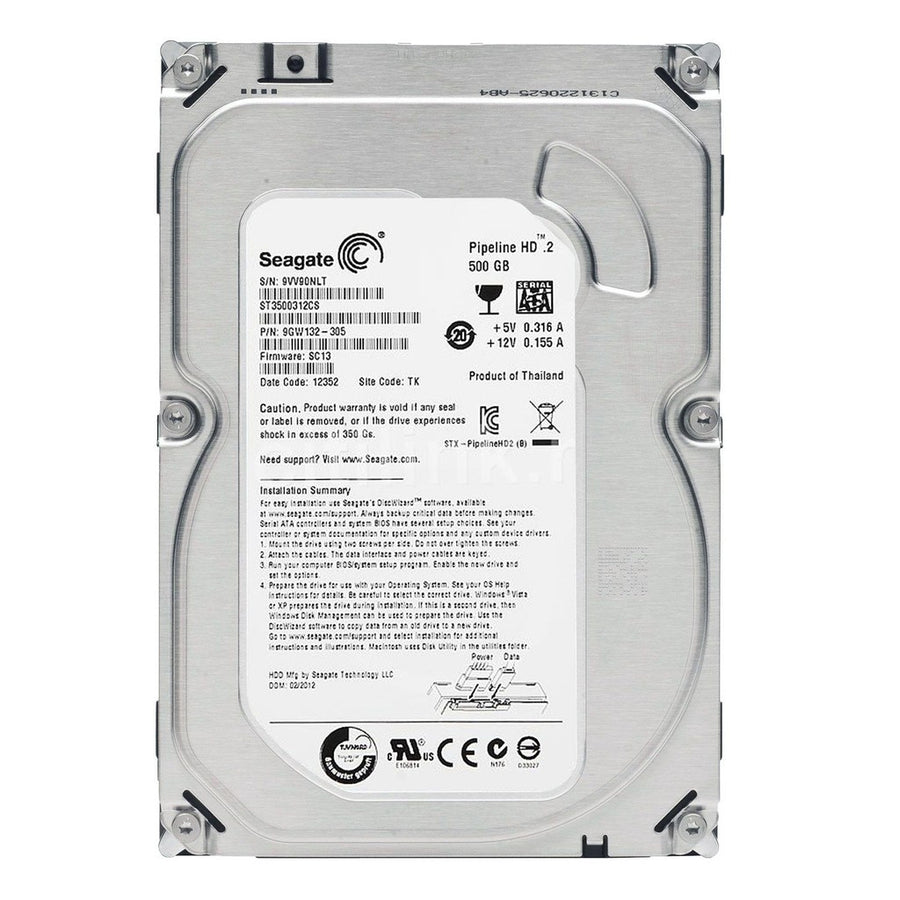 Seagate-Harde Schijf Pipeline HD 500 GB, Internal, 5900 RPM, 3.5" (ST3500312CS) Tweedehands