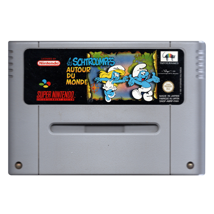 SNES-The Smurfs Travel the World (Losse Cassette) Tweedehands