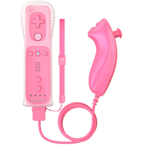 Thredo-Remote Controller + Nunchuk voor Nintendo Wii / Wii U (Motion Plus) - Roze (Nieuw)
