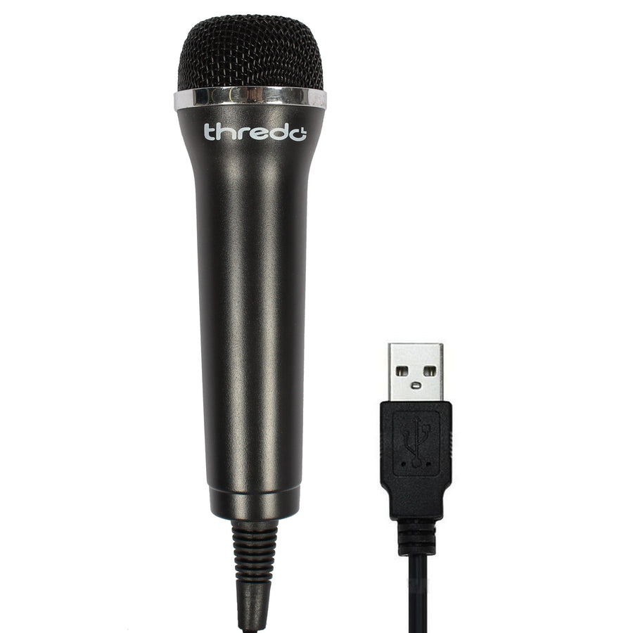 Thredo-USB microfoon voor Nintendo Switch, Wii, Wii U, PS2, PS3, PS4, Microsoft Xbox 360, Xbox One en PC (Guitar Hero, Singstar, Let's Sing, We Sing) - Zwart (Nieuw)