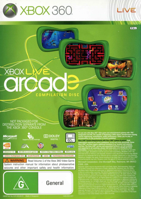 Xbox 360 Xbox Live Arcade Compilation Disc, doos voorkant, bundeldisc niet voor losse verkoop, tweedehands