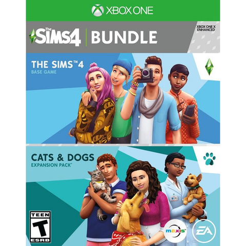 Xbox One The Sims 4 Plus Cats and Dogs Bundle van EA, ESRB-hoes met Sims en huisdieren, tweedehands
