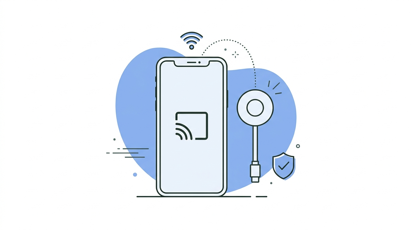 Chromecast 1 instellen - illustratie van telefoon die verbindt met Chromecast