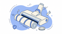 Dyson zachte borstel schoonmaken - illustratie van soft roller zuigmond met rol, munt en waterdruppels