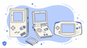 Welke Game Boy kopen - illustratie van Game Boy Classic, Advance SP en Advance met cartridge