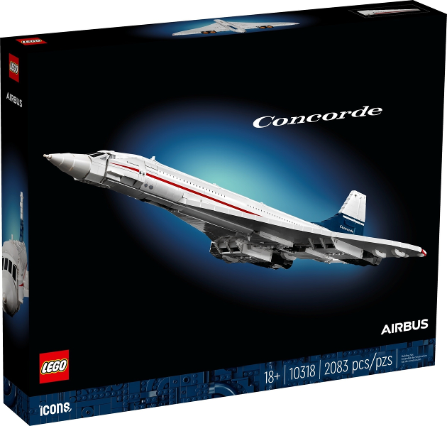 LEGO Icons Concorde 10318, doos voorkant met het Concorde-vliegtuig