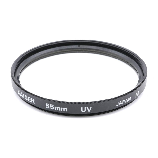 Kaiser UV filter 55mm, zwarte filterring met opdruk Kaiser 55mm UV Japan M, los filter