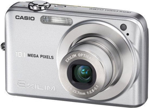 Casio Exilim EX-Z1050 digitale compactcamera, zilver, voorkant schuin, tweedehands