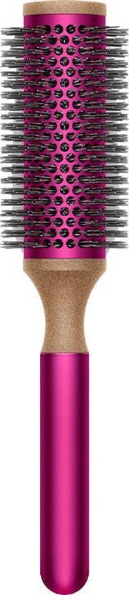 Dyson ronde borstel 45 mm, roze fuchsia met kurken handvat, rechtop van voren, tweedehands
