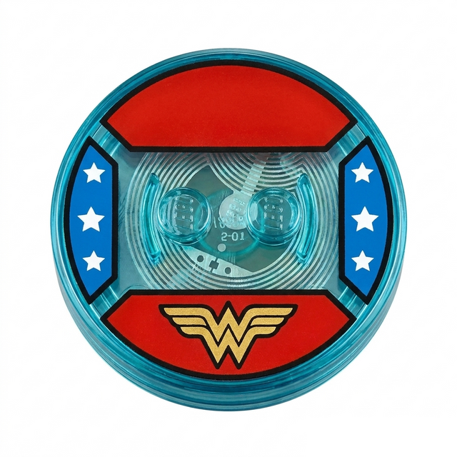 LEGO Dimensions Wonder Woman losse toy tag uit set 71209, ronde tag in rood en blauw met sterren en Wonder Woman-logo