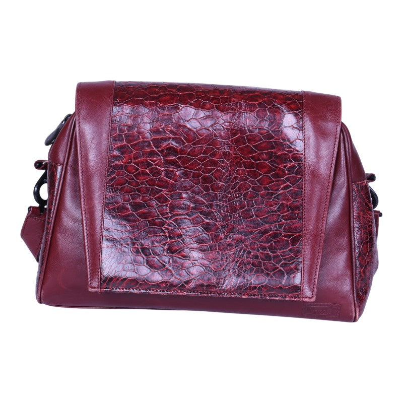 Leren Crossbody Tas met Croco-Print - Bordeaux