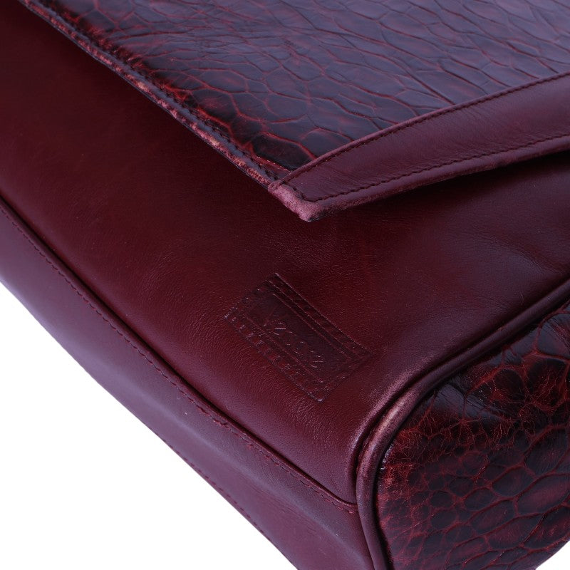 Leren Crossbody Tas met Croco-Print - Bordeaux
