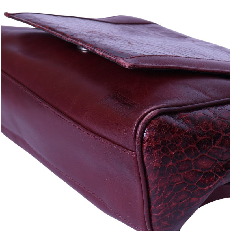 Leren Crossbody Tas met Croco-Print - Bordeaux