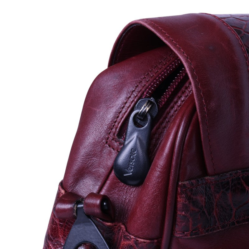 Leren Crossbody Tas met Croco-Print - Bordeaux
