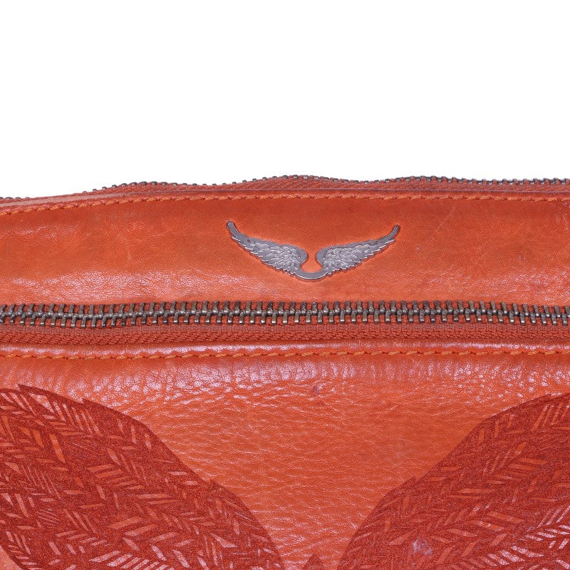Leren Crossbody Tas met Vlinder - Koraal
