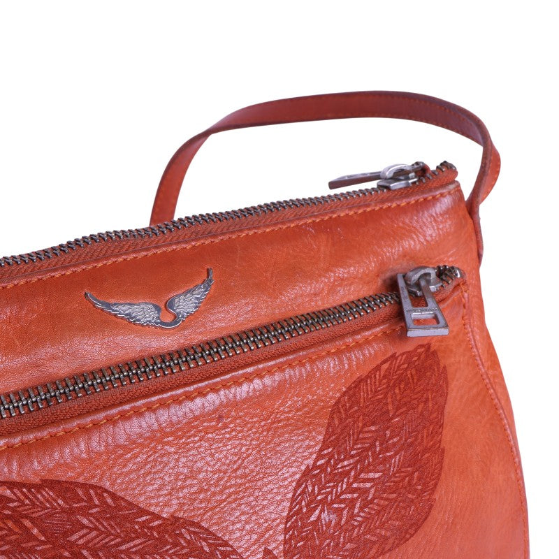 Leren Crossbody Tas met Vlinder - Koraal
