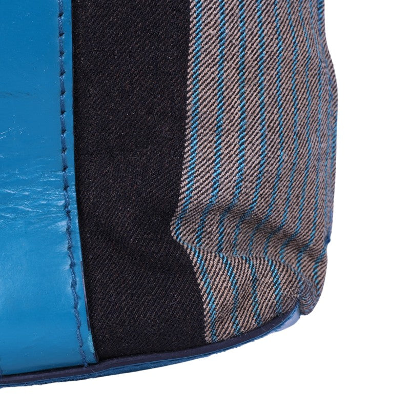 4G Shopper Gestreept Canvas Turquoise