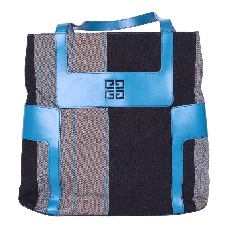 4G Shopper Gestreept Canvas Turquoise