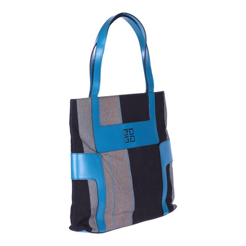 4G Shopper Gestreept Canvas Turquoise