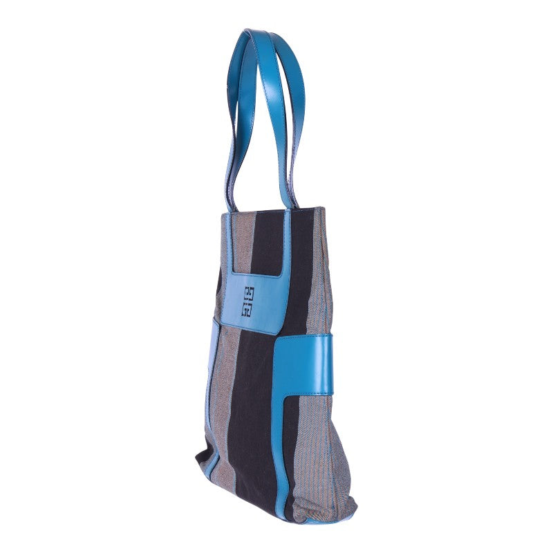 4G Shopper Gestreept Canvas Turquoise