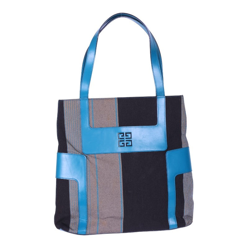 4G Shopper Gestreept Canvas Turquoise