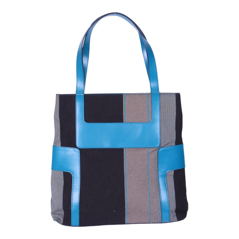 4G Shopper Gestreept Canvas Turquoise