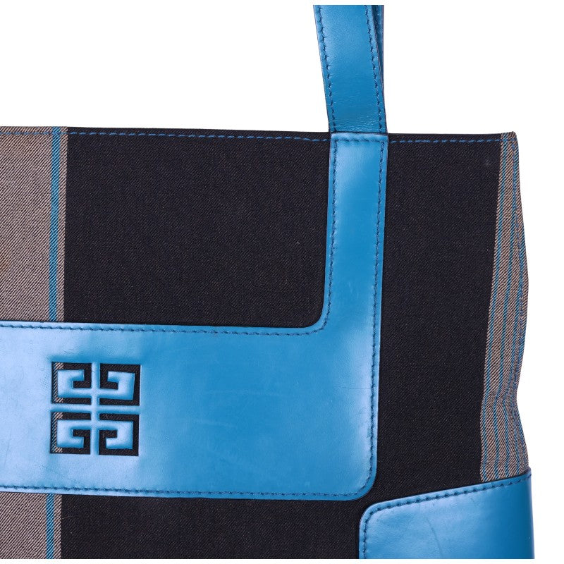 4G Shopper Gestreept Canvas Turquoise