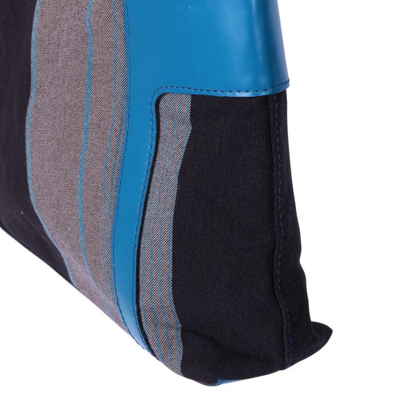 4G Shopper Gestreept Canvas Turquoise
