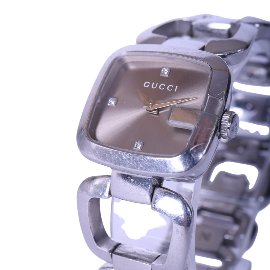 G-Gucci Small Diamanten - Bruine Wijzerplaat (YA125503)