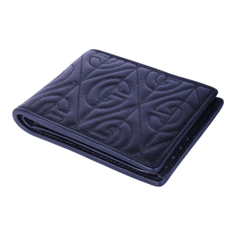 G Rhombus Bifold Portemonnee Zwart Leer