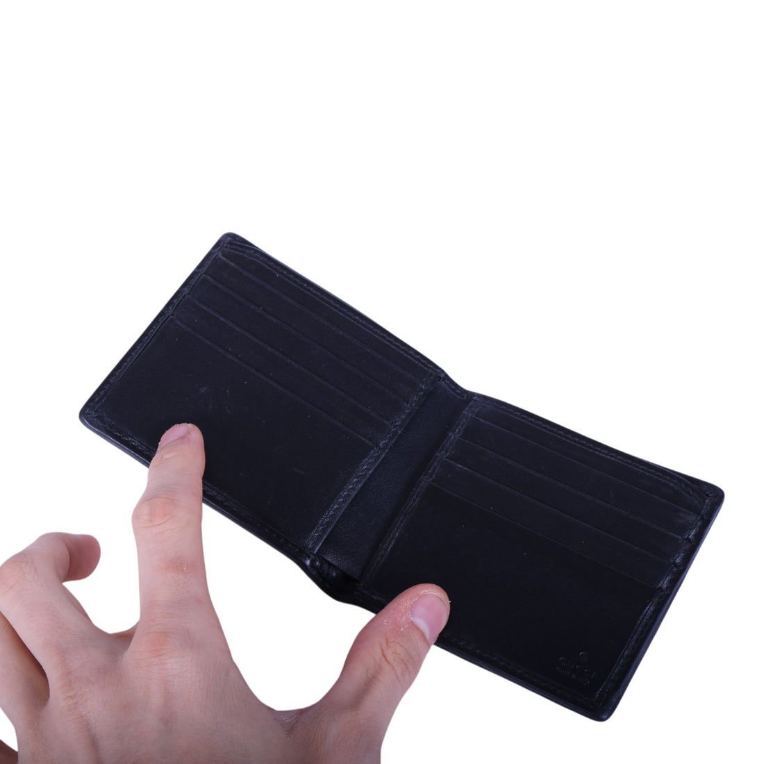 G Rhombus Bifold Portemonnee Zwart Leer