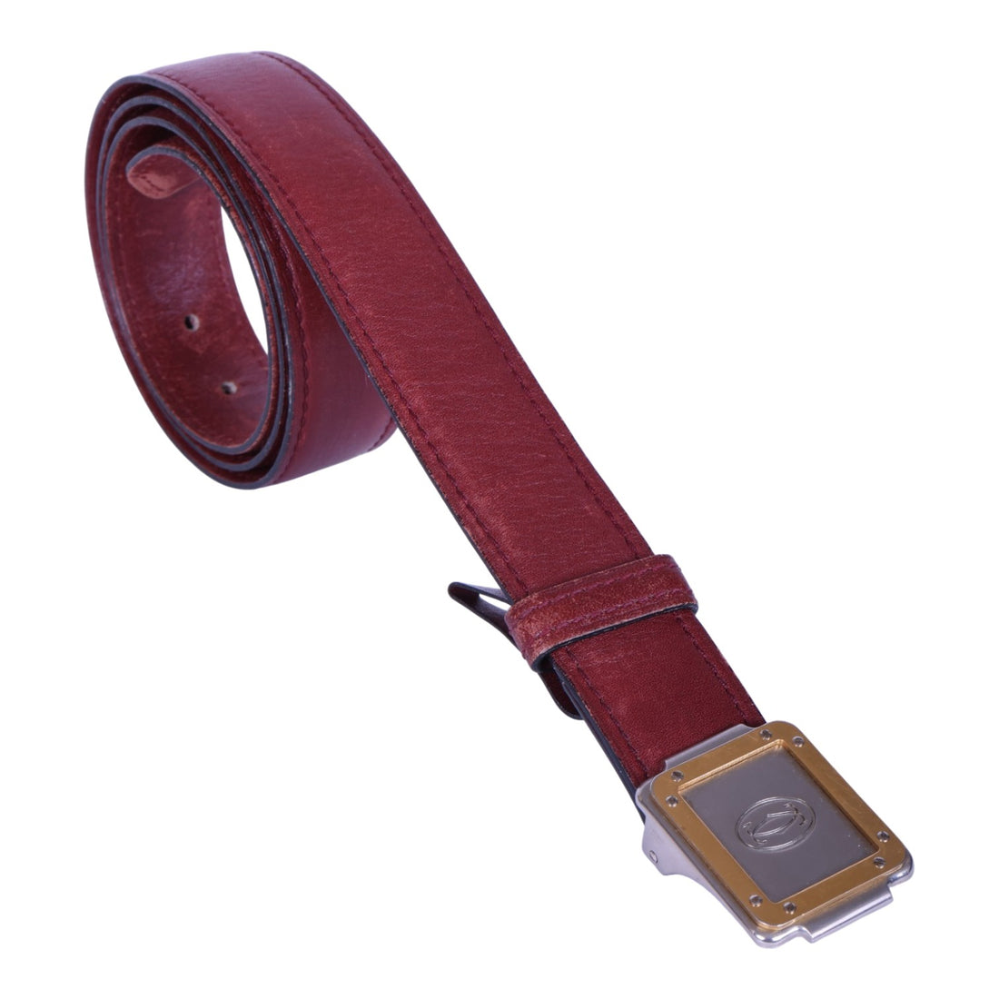 Must Riem Bordeaux Leer - Two-Tone Plaque Gesp